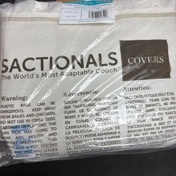 Lovesac Seat Cover Set: Tonal Chantilly Luxe Chenille CSTM bundle - Picture 3 of 8